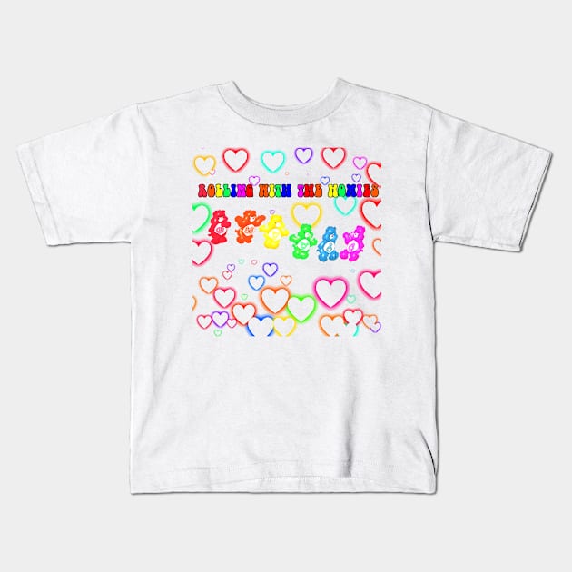 Rolling with the homies LGBTQ symbols Kids T-Shirt by Lewd Crude Never Rude